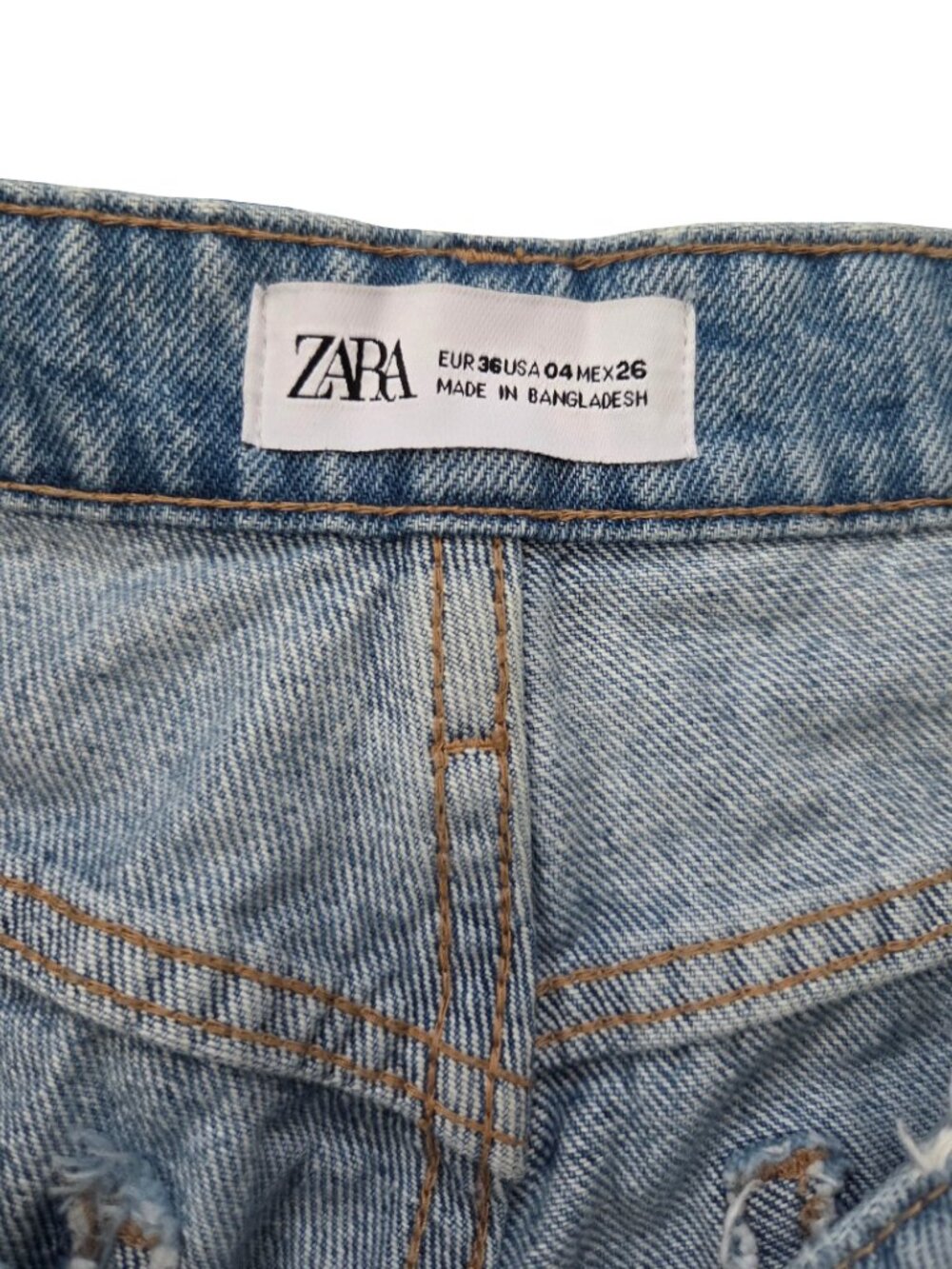 Zara Jeans Womens 4 26 Distressed Ripped Straight Leg High Rise Grunge Denim - Picture 8 of 14